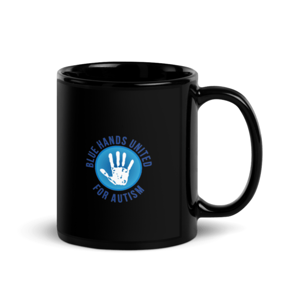 Blue Hands United Black Glossy Mug