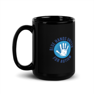 Blue Hands United Black Glossy Mug - Image 4