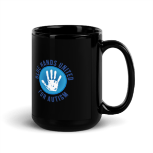 Blue Hands United Black Glossy Mug - Image 5